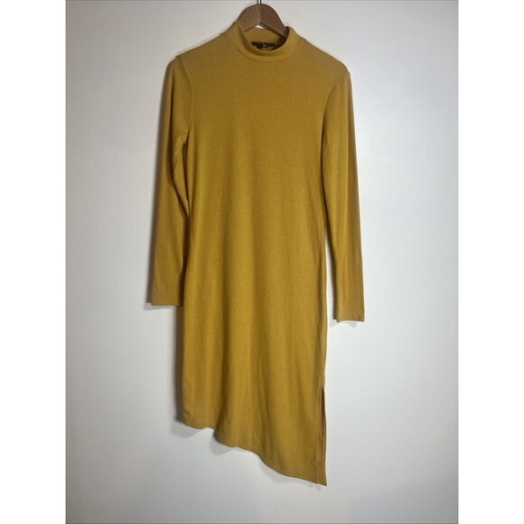 Lulus  Sweater Dress Yellow/gold Midi Asymmetrical‎ Size Medium - Picture 1 of 4